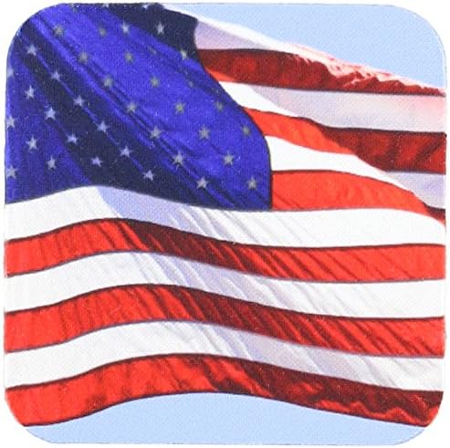 3drose cst_53611_1 Американско Знаме Сад Патриотски Американа Меки Подлоги, Сет од 4