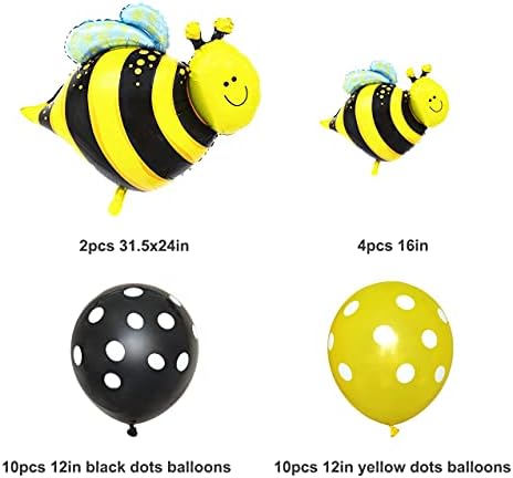 Пчела Фолија Балони Црна Жолта Латекс Балони Во Собата За Бебе Туш Роденден Бумбари Партија Декор Материјали