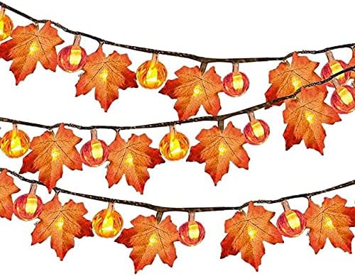 Јавор остава светла за Ноќта на вештерките светла Денот на благодарноста на јазли јазли остатоци од венец, светлосен пад декорација