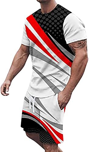 Bmisegm летни кошули за мажи Брзи суви 3Д кратки ракави од кратки ракави, панталони, тропски Хавајци, спортски костуми и спортски костуми за