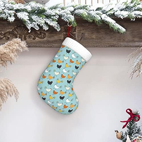 Cutedwarf пилешко образец Кристама чорапи Божиќни украси на дрво Божиќни чорапи за Божиќни празнични забави подароци 18-инчи