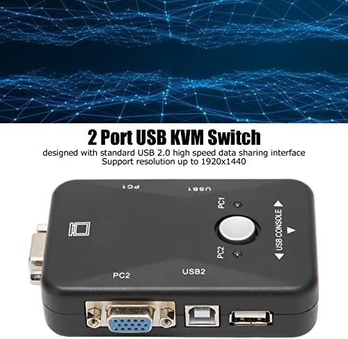 USB 2.0 KVM Прекинувач, 2 Порта Двојна Монитор KVM Прекинувач, 1920 X 1440 VGA Видео Сплитер Кутија, Поддршка Онлајн Игри И DVR,