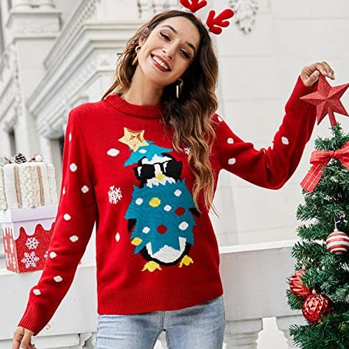 Женски џемпер од Санта Божиќ, симпатична естетска кошула, печати смешен качулка, обичен врвен пуловер