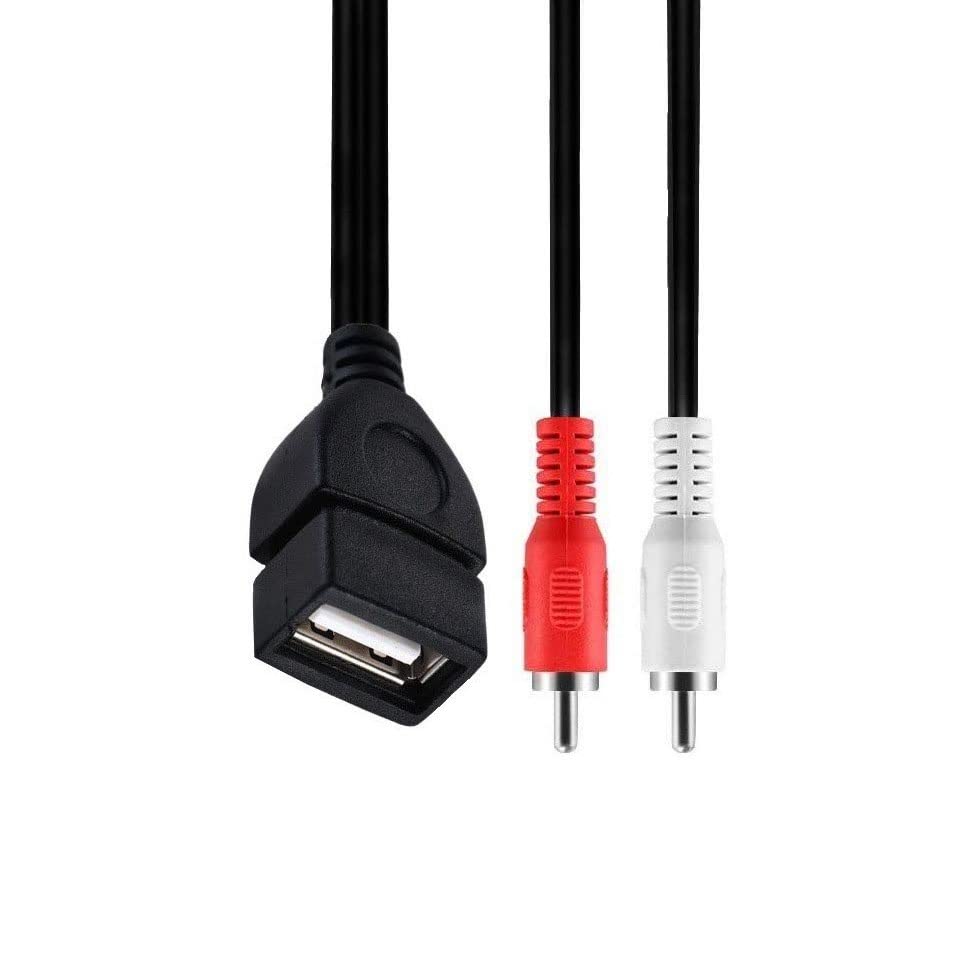 HALOKNY USB 2.0 Femaleен до 2 двојни RCA машки y Splitter Audio Video AV композитен адаптер кабел