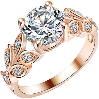 DBYLXMN ангажман круг исечени циркони жени свадбени прстени накит за накит за жени со целосен дијамантски дами прстени жени прстени