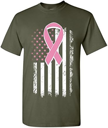 Розова лента потресена знаме маица за рак на дојка за рак на дојка за машка кошула за машки новини