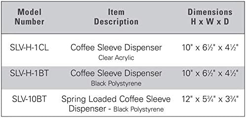 Диспензерот за ракав за кафе-рејтинг SLV-H-1BT Countertop Countertop, црна боја, црна