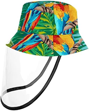 Заштитна капа за возрасни со штит за лице, рибарска капа Анти сонце, тропска џунгла лисја од палми лисја