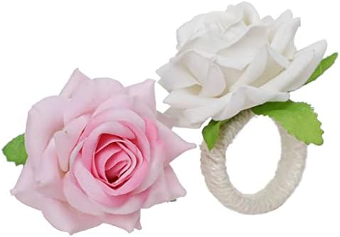 Zjhyxyh 6pcs вештачки роза цвет салфетка прстенка за прстени за прстени за прстени за домашни ресторани за свадбени маса за свадби