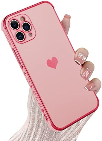 Кангар iPhone 11 Pro Случај За Жени Девојка, Позлата Работ Симпатична Љубов Срце Мека Tpu Браник со 4 Агли Шок Отпорни Заштита Телефон