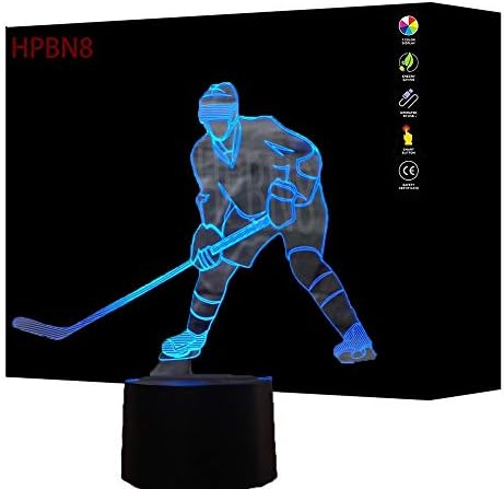 3Д хокеј на мраз ноќно светло илузија ламба 7 Промена на бојата LED допир УСБ -табела подарок деца играчки украси украси Божиќни в
