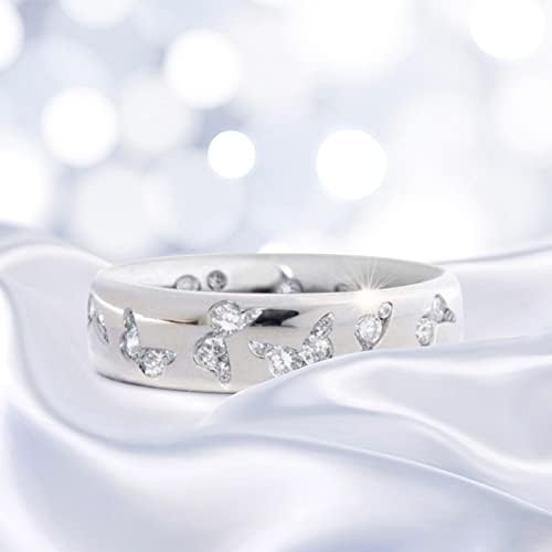 Прстени за жени 2023 година роденденски подароци дијамантски кристален облик прстен дијамант бутерфл гроздобер прстен кристал