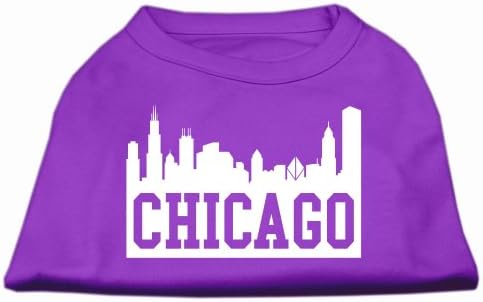 Чикаго Skyline екранот за печатење кошула Виолетова Мед