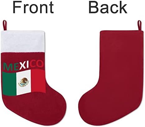 Знаме на Мексико црвени Божиќни празници за одмор дома украси за Божиќно дрво камин што виси чорапи