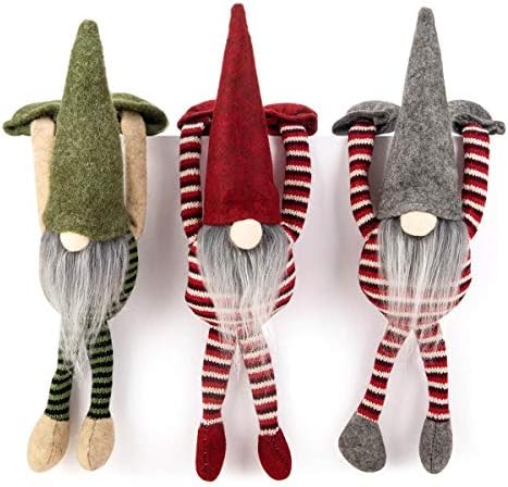 АРЦЦИ Божиќна гномска декорација Рачно изработена 11 Шведски фигурини што висат украси Скандинавски Том Нисе нордиски гном елф - сет од 3
