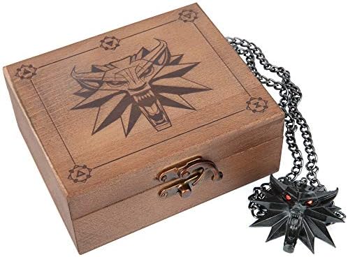 Џинкс Ѓердан Вештерка 3 Со Медалјон Од Бел Волк + ЛЕД Очи + Дрвена Кутија