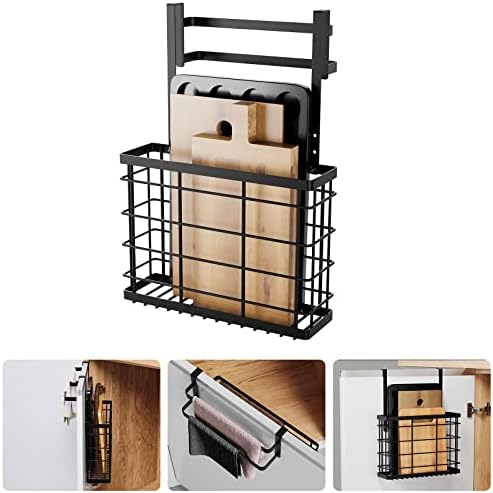 LIVOD Cabinet Door Organizer, Over The Cabinet Door Organizer with Double Towel Bars, Cutting Board Organizer with Towel Holder, Kitchen