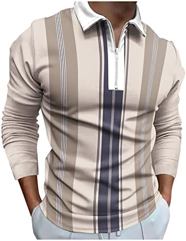 ZDDO машки патент Поло кошули, 2022 нови мажи кошула со долги ракави шарени лепенка за голф врвови од пад на вратот, обична кошула