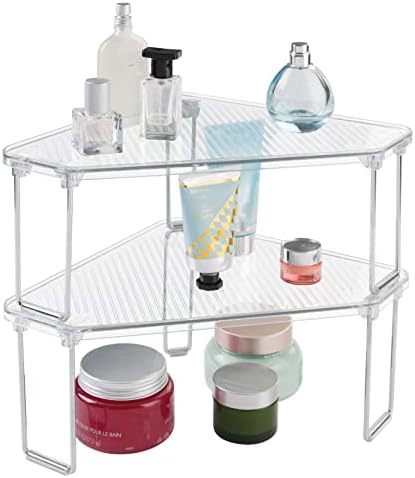 Mdesign Пластична/челичен агол за редакции за складирање, полица за организирање на складирање за бања, суета, countertop, мијалник,