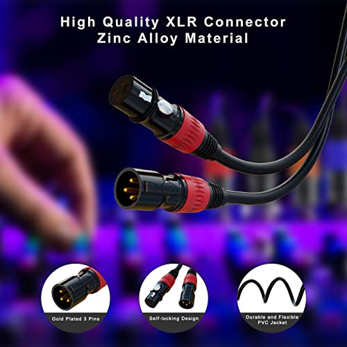 AuxLink XLR кабел 100ft 4pack, микрофон кабел XLR машки до женски микро-кабел со злато-позлатени 3-пинови, XLR звучни кабли компатибилни