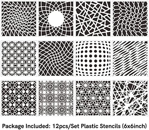 Briartw 15 парчиња/сет, 2 мат со ниски стапчиња, 1 мешавина од другар и 12 шема пластична сет на матрици, Шаблон за сликање 6x6
