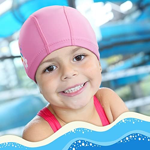 2 парчиња деца за пливање за деца, дете, деца, момчиња и девојчиња, деца водоотпорно капење капа за пливање за долга и кратка коса