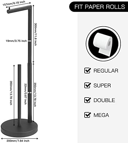 BWE Слободен Стои Тоалетна Хартија Носителот Мат Црна SUS304 Нерѓосувачки Челик Модерен Кревање Бања Тоалетна Хартија Ролна Држач Држач Со Резерва