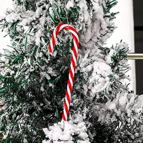 Skylety 50 парче Божиќна патерица пластична бонбона трска што виси украси Божиќна трска додатоци што висат со јаже за Божиќна забава
