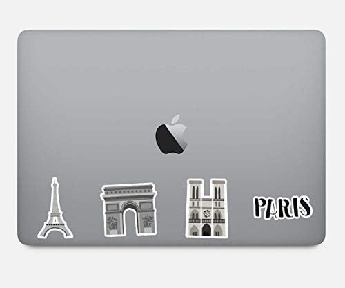 Paris Love налепници за налепници во Париз - 4 пакувања - налепница винил декларална - лаптоп, телефон, налепница за декорации со таблети винил