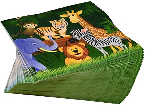 Зоолошката градина џунгла за забави за животни и салфетки за сафари роденденски материјал Тема вклучува 24 9 плочи 24 7 плоча 24