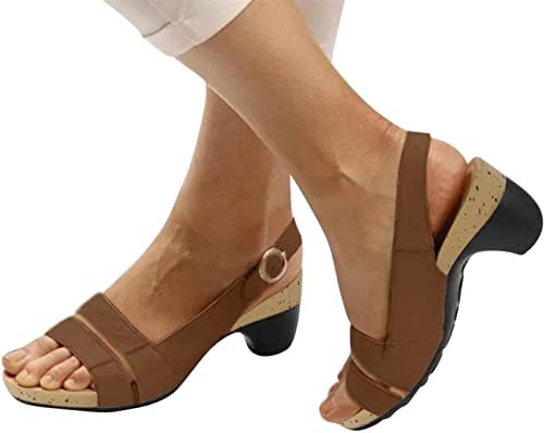 Сандали за женски фустани во Гуфесф, жени клин-сандали ултра-комфорни отворени пети сандали за дишење ортотични сандали