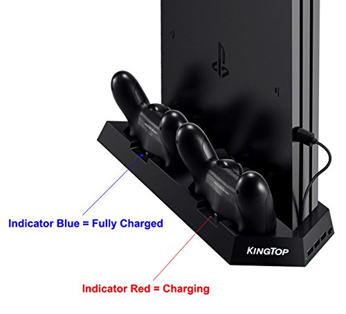 PS4 Универзален Контролер Полнач KINGTOP PS4/PS4 Pro/PS4 Тенок Вентилатор Ладилник Вертикален Држач Двојна Станица За Полнење