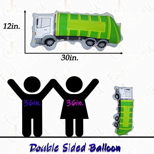 Балон За Камион за ѓубре - 2 Големи Балони Од Фолија За Камиони За Ѓубре - Материјали За Роденденска Забава За Камиони За Ѓубре-Совршени