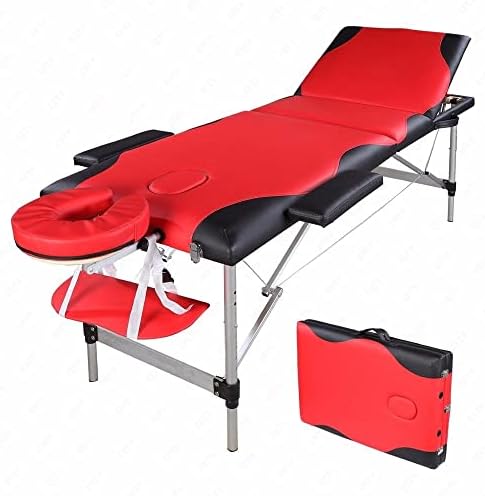 N/A 3 секции 185 x 60 x 81cm кревет за убавина преклопување алуминиумска цевка спа спа -бодибилдинг масажа маса црвена со црн раб