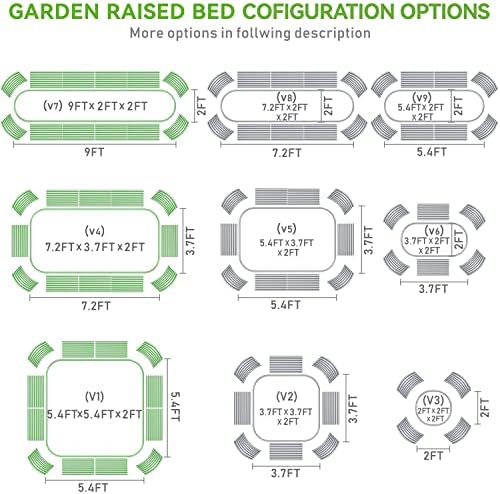 Frizione 9x2x2ft Надворешен галванизиран метал подигнат градинарски кревет за зеленчук, 9 во 1 прилагодлива градина подигната кутија за пластери,