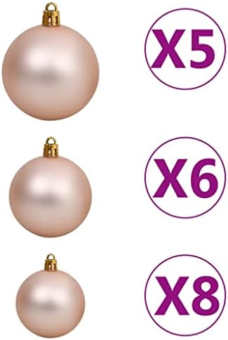 Видаксл 61 парче Божиќна топка сет со врв и 150 LED диоди розово злато