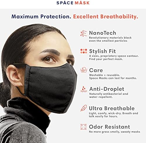 Вселенска маска: Нанотехнолошка ткаенина маска за лице прилагодлив клип за нос и ленти за уво - што се пеат, ултра дише и отпорна на мирис