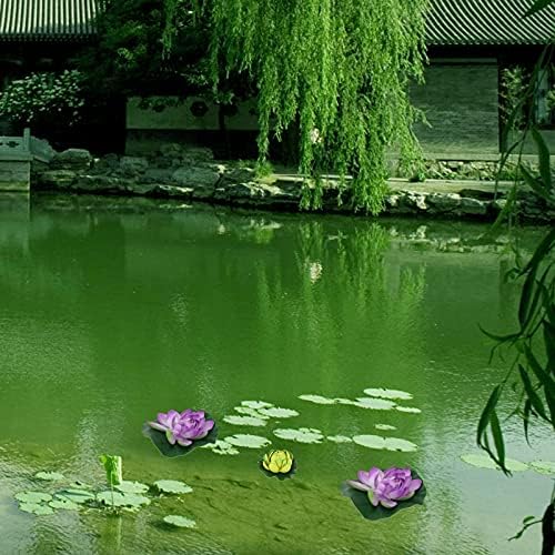 Среќни вештачки растенија 4 парчиња вештачки лебдечки пена цвет со вода лилјана подлога вода лебдечка цветна декорација за езерцето