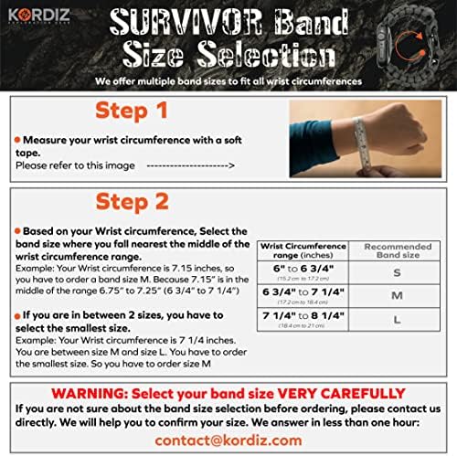 Kordiz Survivor Pro - Paracord Apple Watch Band компатибилен со Apple Watch Series Ultra & 8/7/6/5/4/3/2/1/SE - 49мм 45мм 44мм 42мм - со