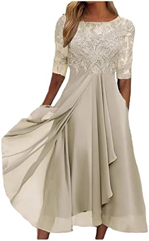 Мајка на невестата фустани за свадбени половина ракави чипка аплики со висока ниска шифонска лажичка вратот формален вечерен фустан