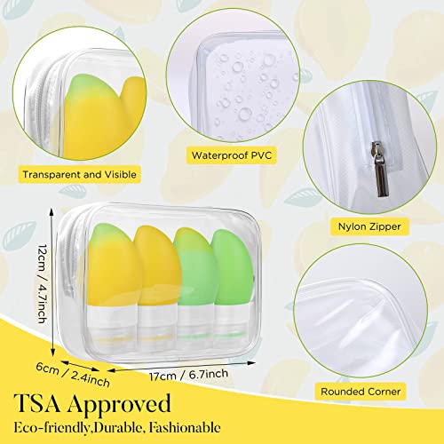 Комплети за шишиња за патувања Yasuoa за тоалети, шише со големина на силиконски патничко патување со 48мл манго, 12 парчиња TSA одобрени