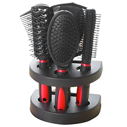 BKDFD 5pcs/Поставете четка за коса + Шминка за домаќинство анти-статички комплет за чешел за масажа со штанд
