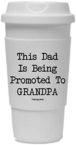 Смешно дечко чаши Овој татко се промовира во дедо патувач со отстранлив изолиран силиконски ракав, бел, 16 унца