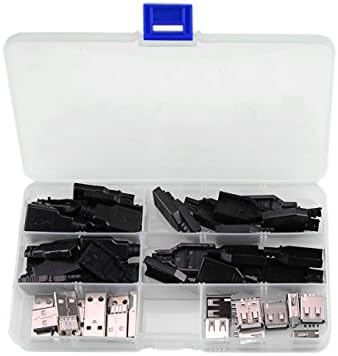 Xingyheng 20set Премиум USB Конектор Со Школка Тип-Машки И Тип-А 2.0 Женски 4 Пински Приклучок Приклучок ПРИКЛУЧОК DIY
