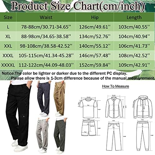 Sgaogew Mens Casual Cargo Pants Работа обична средна половината карго панто зелена боја со целосна должина џеб панталони летни панталони