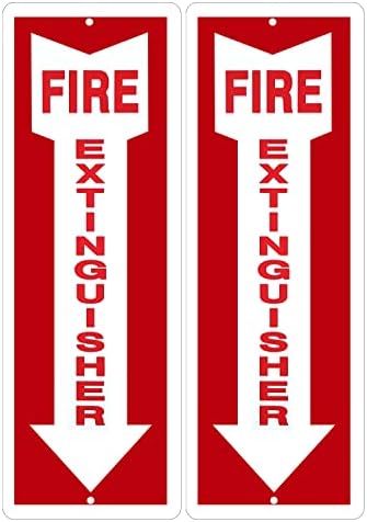 Оланзу противпожарна заштита за гаснење знаци со стрела 12 x 4 - 0,04 инчен алуминиум - пакет од 2 инженерски метални метали - знаци