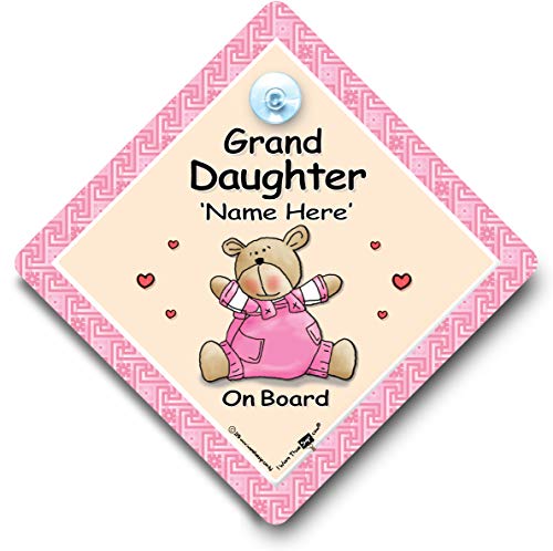 Бебе iwantthatsign.com внука на бродот, розова ватенка, персонализиран знак за автомобил, стил на бебе на одборот, знак за бебиња за автомобил
