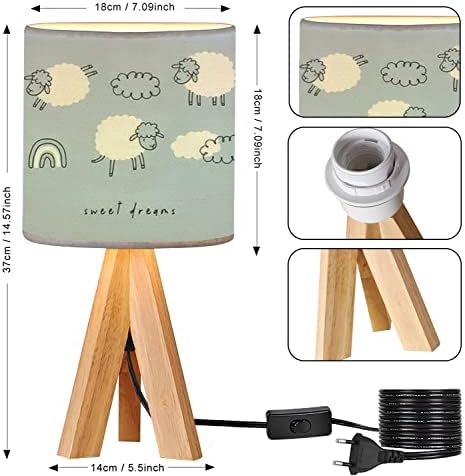 OEPWQIWEPZ TRISOD BERSIDE табела за маса, симпатична цртана пикан печати дрво за ноќна ламба со постелнина сенка за ткаенини за расадник