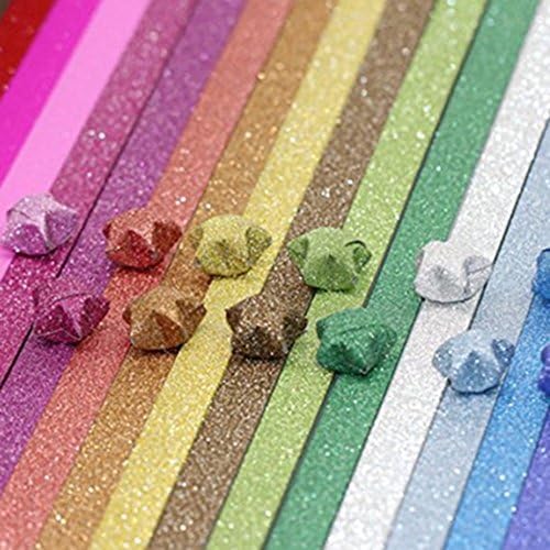 Сјајни Оригами starsвезди Пакет пакети DIY хартиени ленти за преклопување, 360 листови - 18 бои