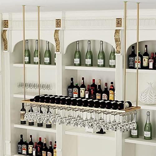 Висечки стаклен стаклен решетка таванот метална решетка за вино, виси држач за стакло од стакло, решетка за складирање на кујна за вино,